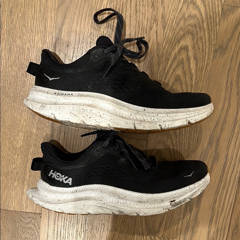 Hoka Kawana Black and White Athletic Sneakers